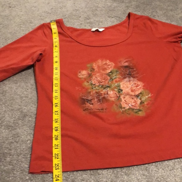 Togo 3/4 Sleeves Dark Orange Cotton Top - Picture 6 of 8